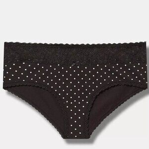 Torrid Panties 4X Cheeky Black White Polka Dots Mid Rise Cotton Panty Plus New